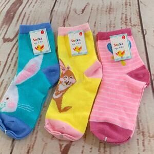 Spring Themed Kids Socks Size 7-8.5 - 3 count